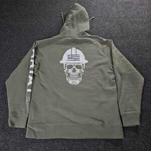 Ariat Rebar Hoodie Mens Medium Sweatshirt Green Fleece Skull Work Wear Western